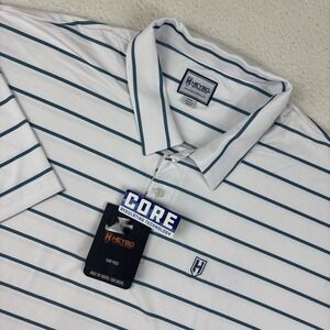 NEW HEYBO‎ Mens Performance Polo Shirt 3XL White Stripe Lightweight Stretch Golf